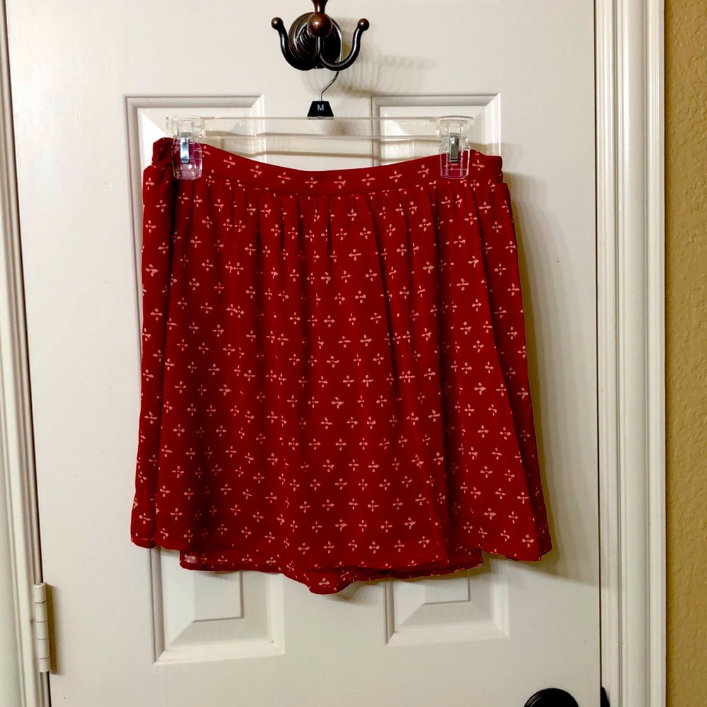 Red and cream a line mini skirt